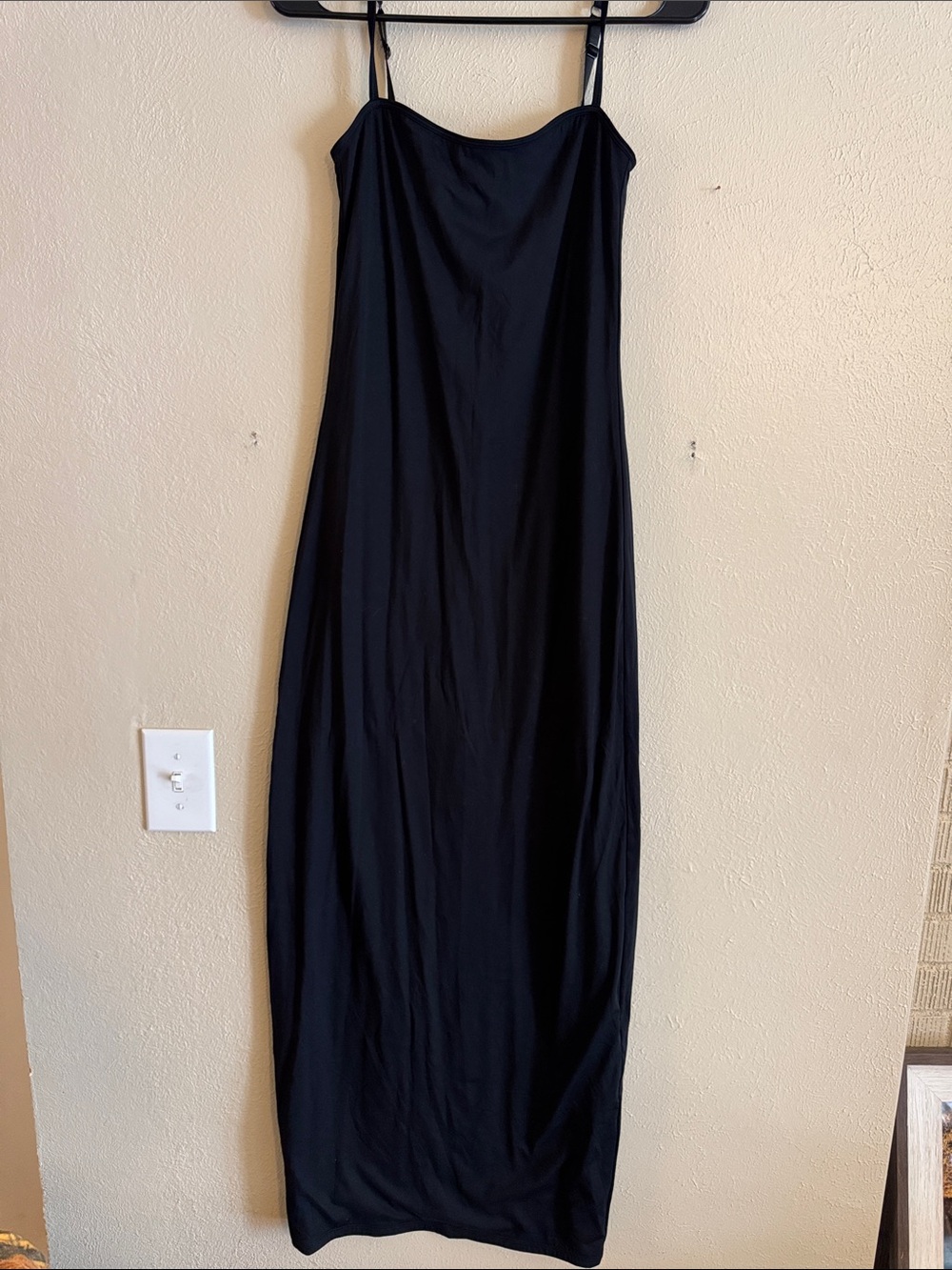 Klassy Network Black Slip Maxi Dress with Thin Straps